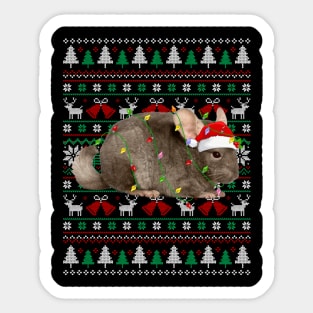 Chinchilla Christmas Sweater Santa Hat Ugly Xmas Pajama Sticker